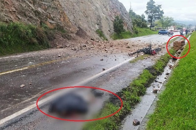 Muere motociclista por caída de roca entre Zipaquirá y Cogua