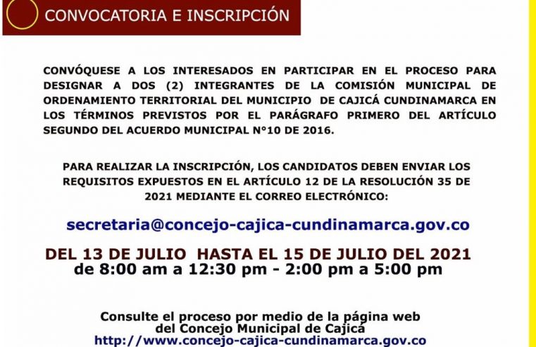 Concejo de Cajicá abre convocatoria para comité de ordenamiento territorial