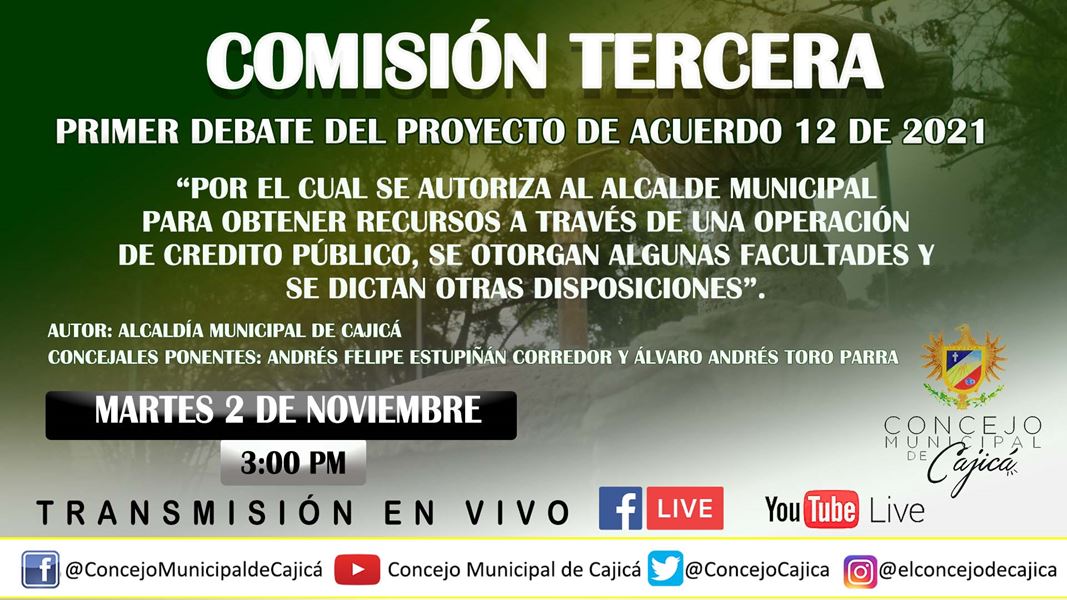 Posponen hasta el 10 de noviembre debate sobre endeudamiento de Cajicá
