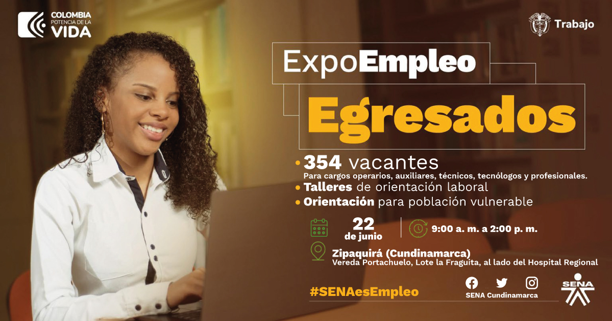 Este jueves 22 de junio, más de 1.800 vacantes disponibles en ExpoEmpleo Egresado SENA 2023