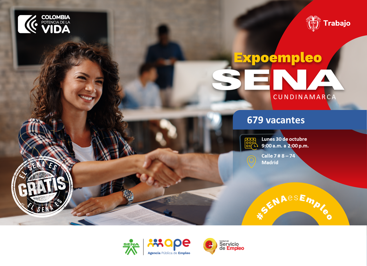 ESTE LUNES 30 DE OCTUBRE, más de 3.000 vacantes disponibles para Cundinamarca en ExpoEmpleo SENA