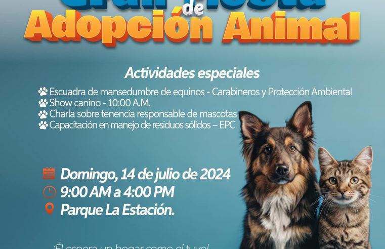 Gran Fiesta de Adopción Animal este Domingo en el Parque La Estación
