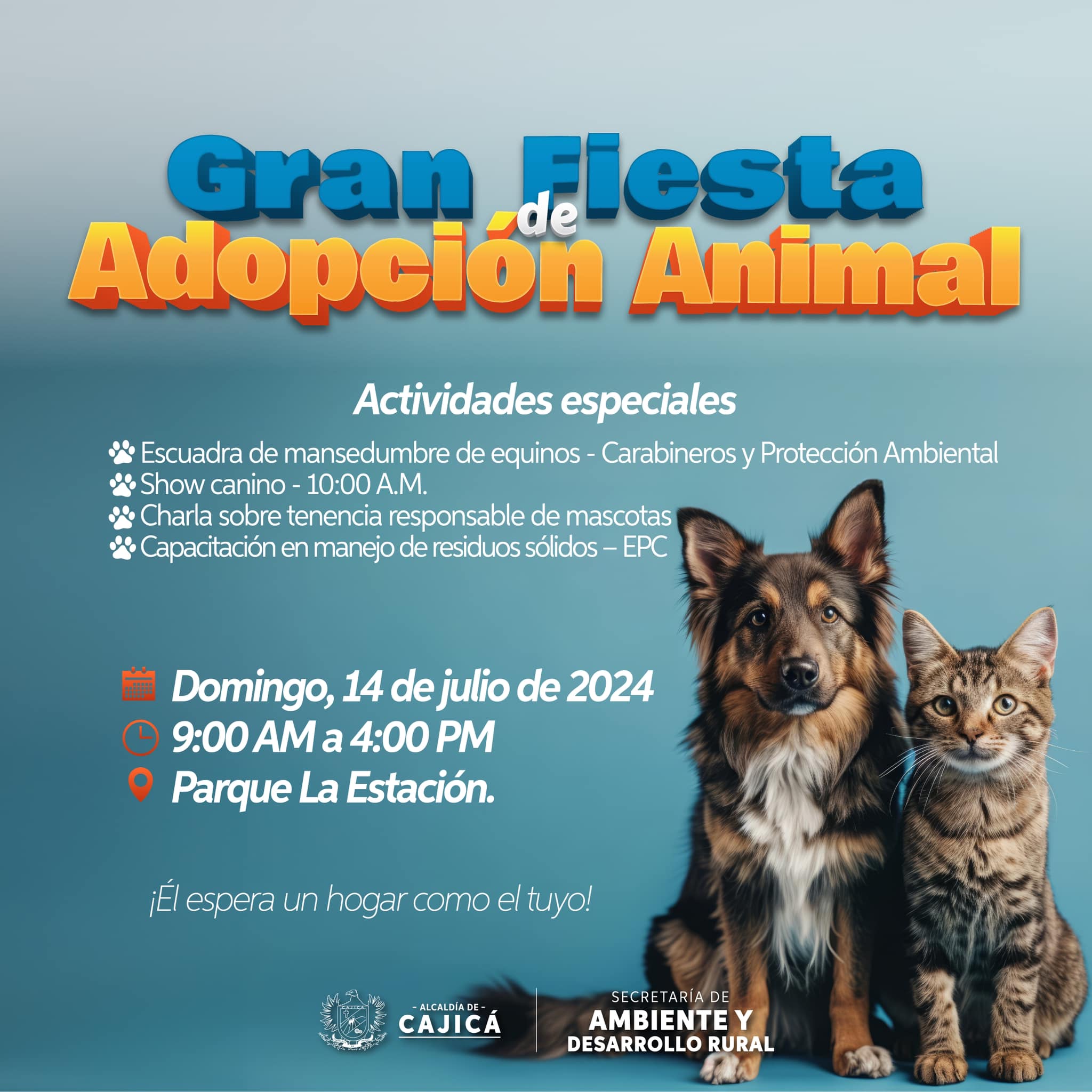 Gran Fiesta de Adopción Animal este Domingo en el Parque La Estación