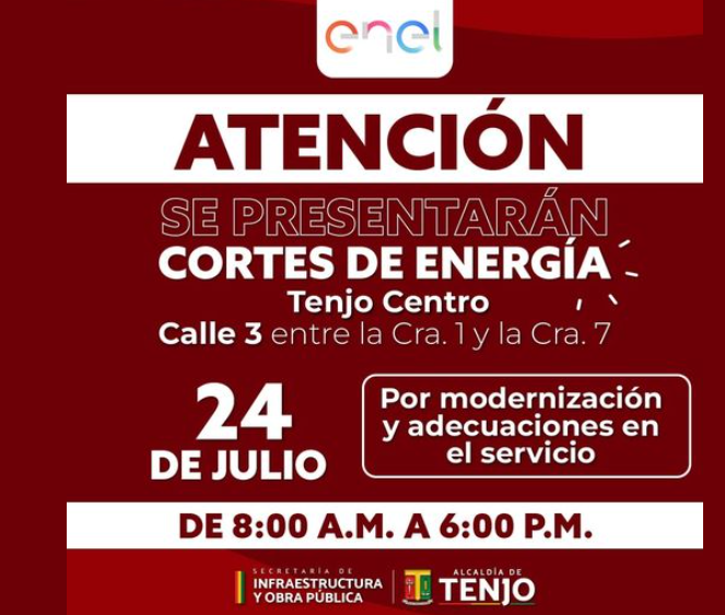 Interrupciones de Energía en Tenjo el 24 de Julio por Mantenimiento de Enel Colombia