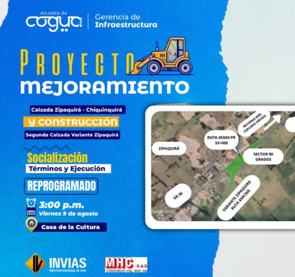 Reprogramación de la Socialización del Proyecto de Mejora en la Vía Zipaquirá – Chiquinquirá