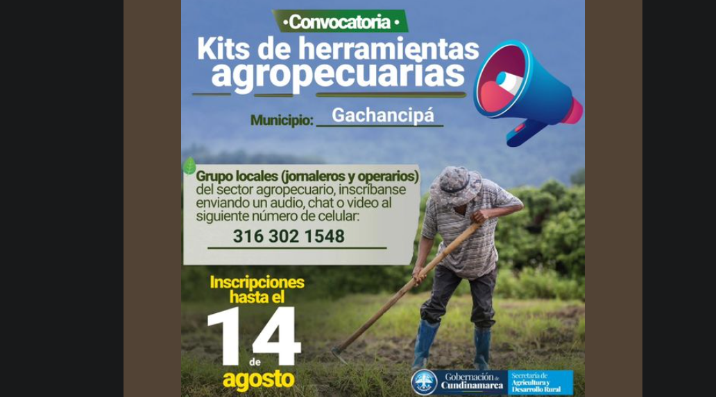 Convocatoria para Kit de Herramientas Agropecuarias en Cundinamarca