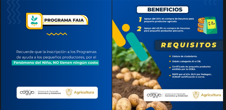 Inscripción Gratuita para Pequeños Productores Agropecuarios en Programas FAIA por el Fenómeno del Niño