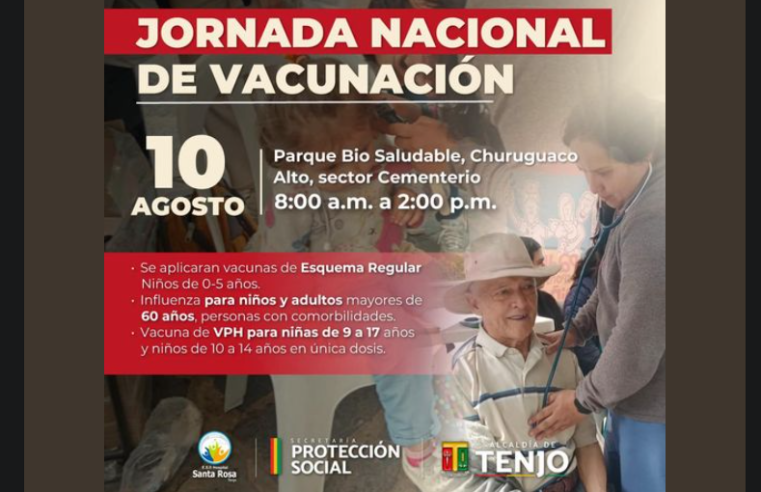 Jornada de Vacunación en Tenjo: Invitan a Participar el 10 de Agosto