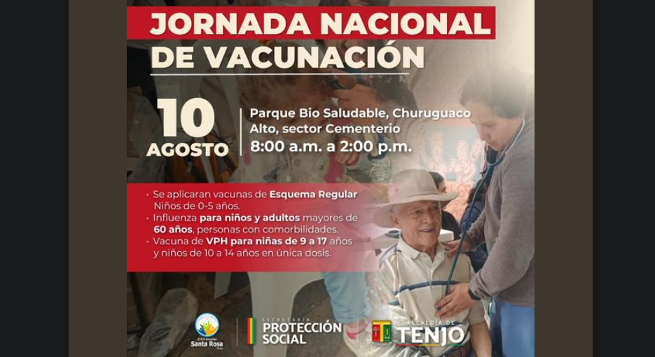 Jornada de Vacunación en Tenjo: Invitan a Participar el 10 de Agosto