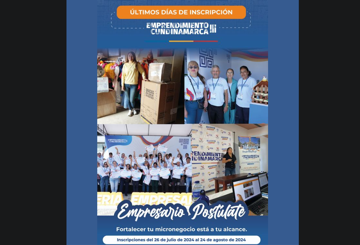 Últimos Días para Inscribirse en el Proyecto “Emprendimiento Cundinamarca III”