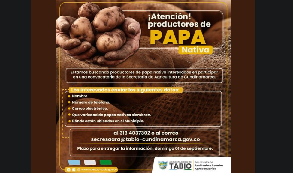 Convocatoria para Productores de Papa Nativa de Cundinamarca