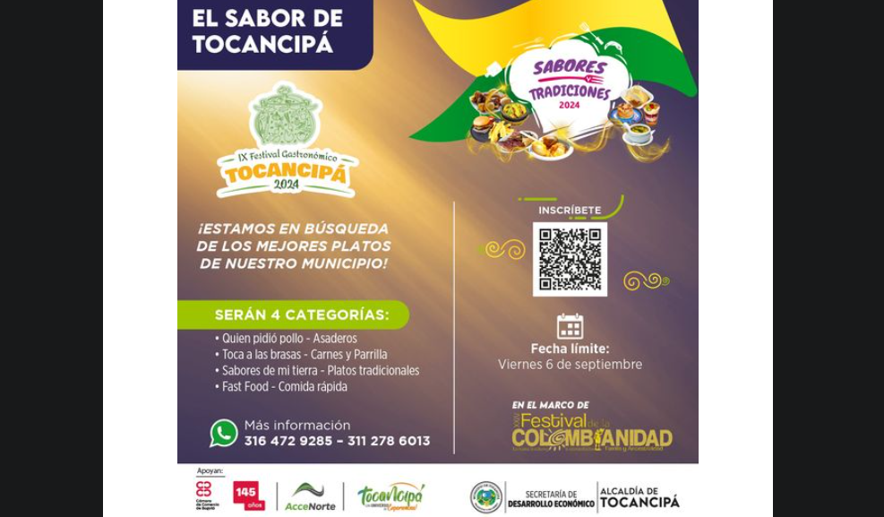 Tocancipá Celebrará el IX Festival Gastronómico “Sabores y Tradiciones”