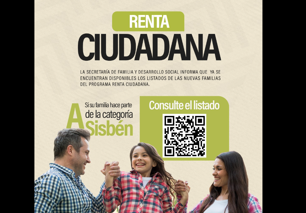 Listado de Renta Ciudadana Disponible para Familias en Categoría A del Sisbén