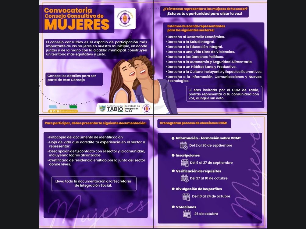 Convocatoria abierta para el Consejo Consultivo de Mujeres en Tabio