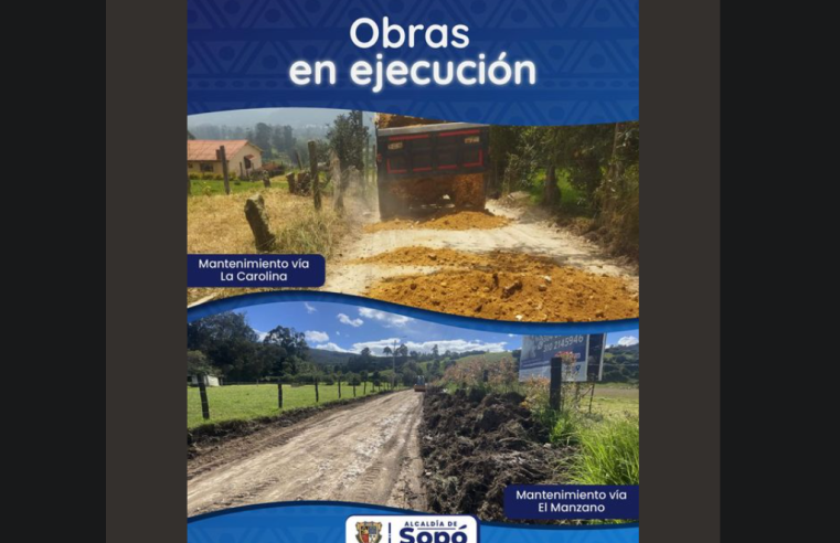 Avances en el mantenimiento vial de los sectores El Manzano y La Carolina en Sopó