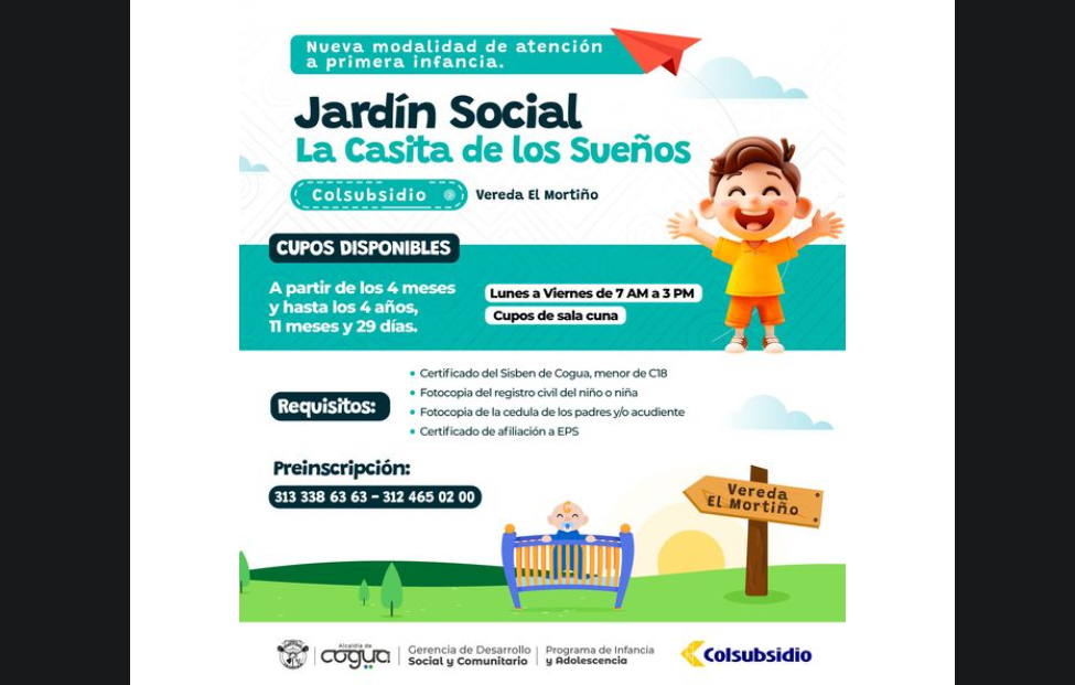 Jardín Social “La Casita de los Sueños” ofrece cupos para atención a la primera infancia