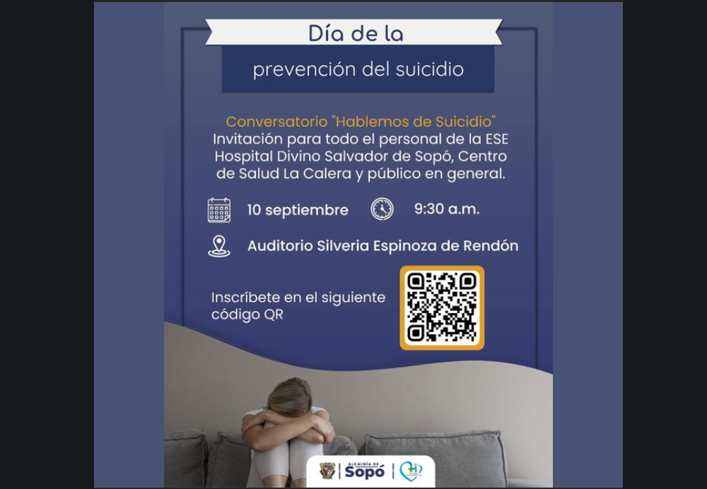 Sopó invita a conversatorio sobre prevención del suicidio para fortalecer la salud mental