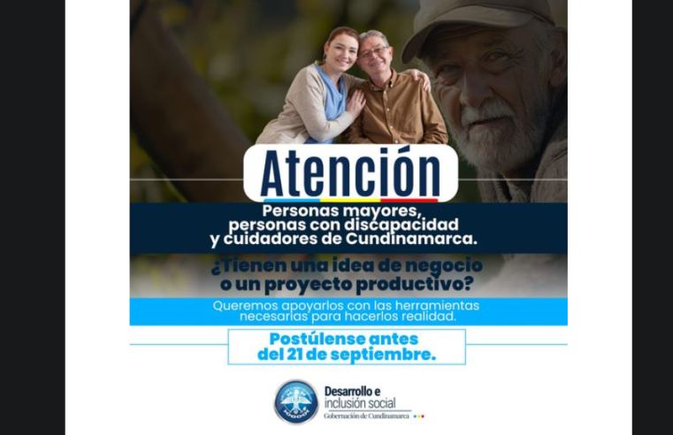 Abren convocatoria para apoyar proyectos de personas mayores, con discapacidad y cuidadores en Cundinamarca