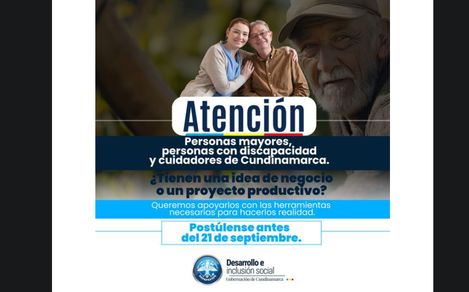 Abren convocatoria para apoyar proyectos de personas mayores, con discapacidad y cuidadores en Cundinamarca