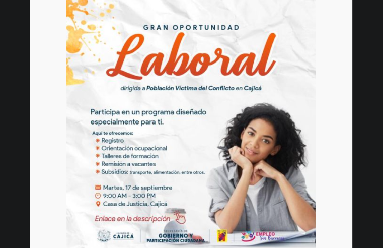 Invitan a víctimas del conflicto armado a participar en programa de empleo en Cajicá