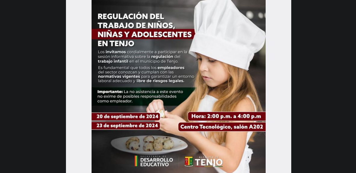 Invitan a empleadores de Tenjo a sesión informativa sobre la regulación del trabajo infantil y adolescente