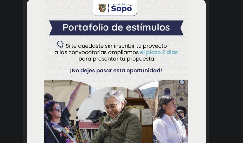 Convocatorias culturales en Sopó abiertas hasta el 19 de septiembre