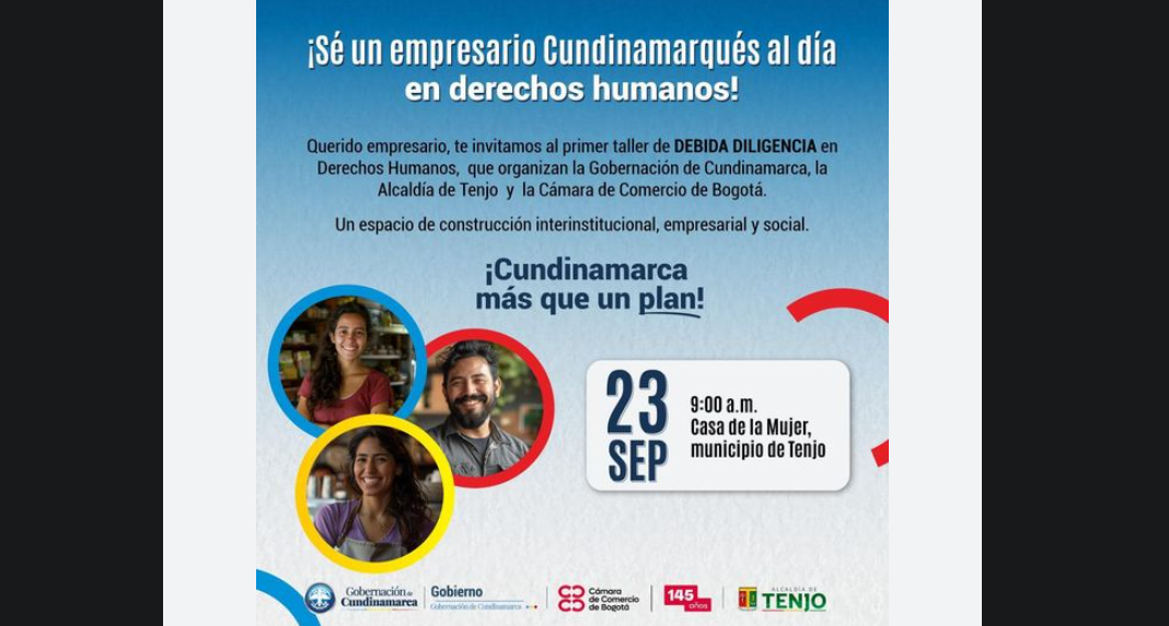 Invitan al Taller de Debida Diligencia en Derechos Humanos en Tenjo