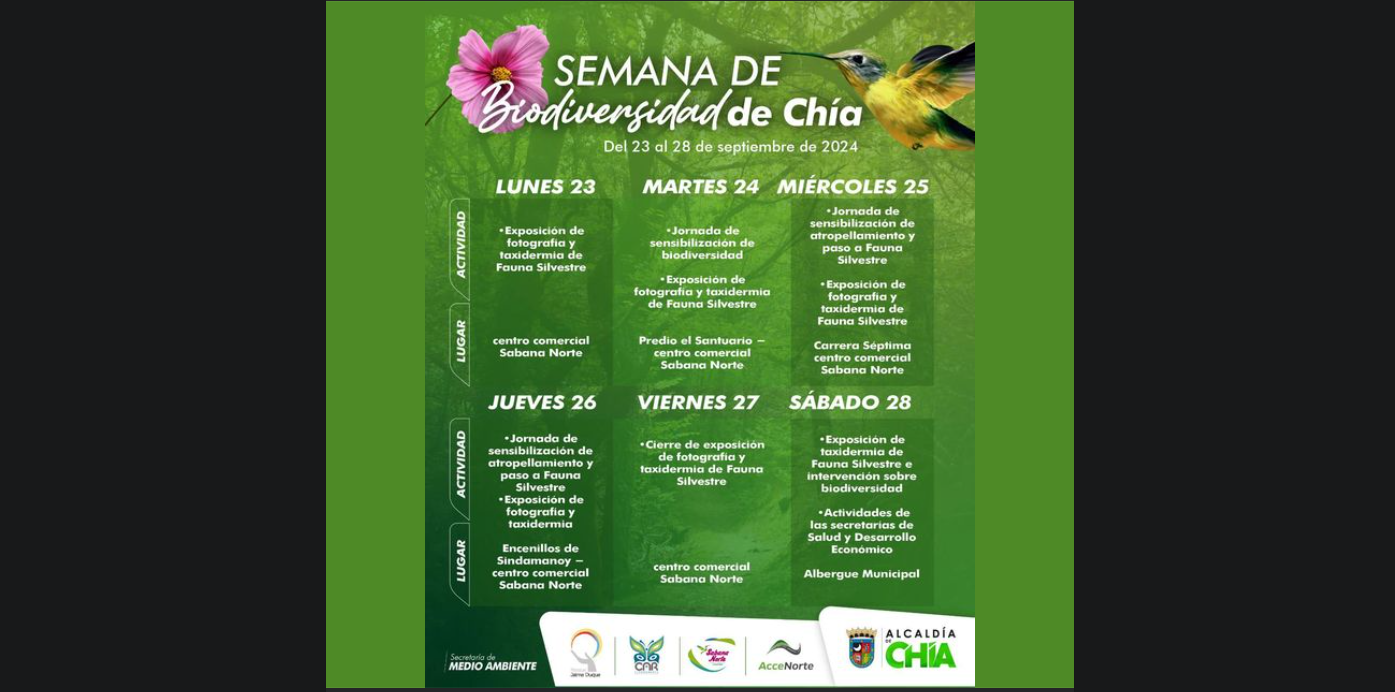 Chía celebra la Semana de la Biodiversidad con actividades para proteger la fauna silvestre