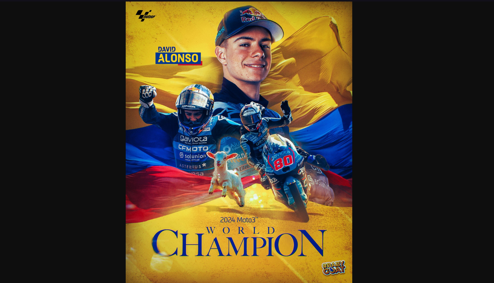 David Alonso: Primer Colombiano en Coronar el Campeonato Mundial de Moto3