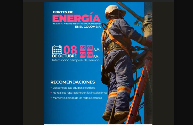 Anuncio de mantenimiento eléctrico en el municipio el 8 de octubre