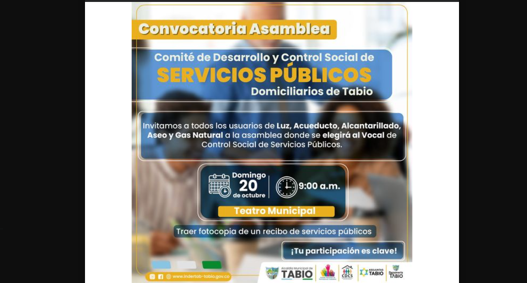 Convocatoria para la Conformación del Comité de Desarrollo y Control Social de Servicios Públicos