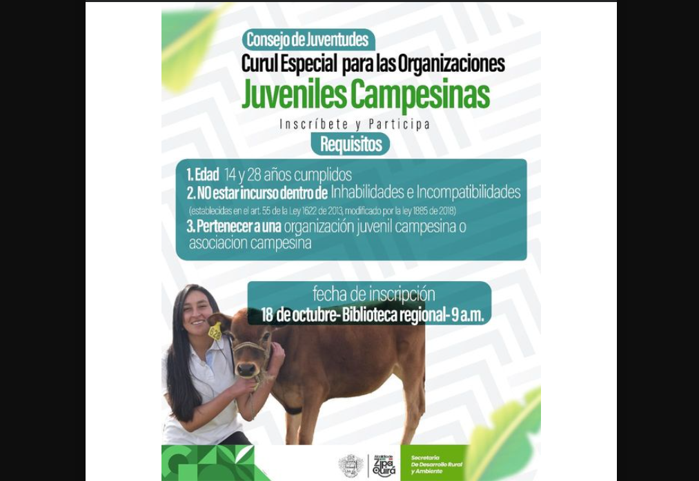 Invitación a jóvenes rurales para integrar el Consejo de Juventudes