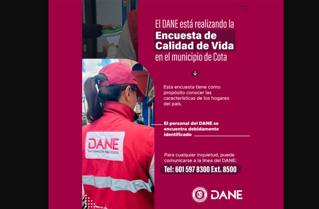 Aviso importante: Personal del DANE realiza encuesta de calidad de vida