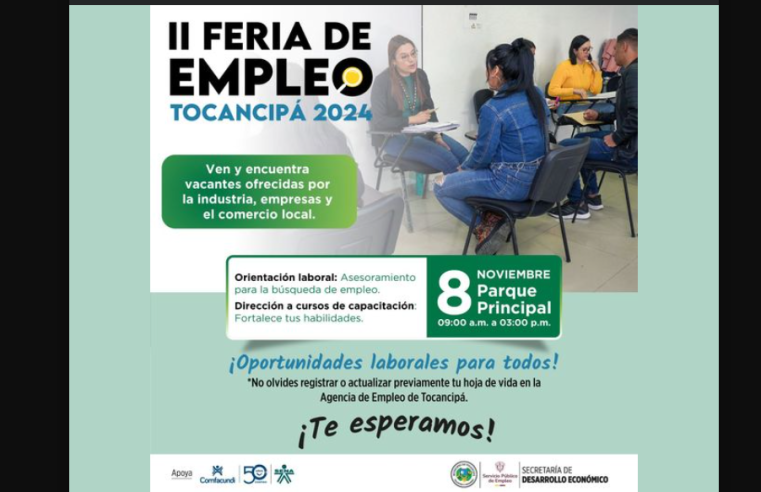 Tocancipá se prepara para la II Feria de Empleo 2024 con oportunidades laborales y capacitación