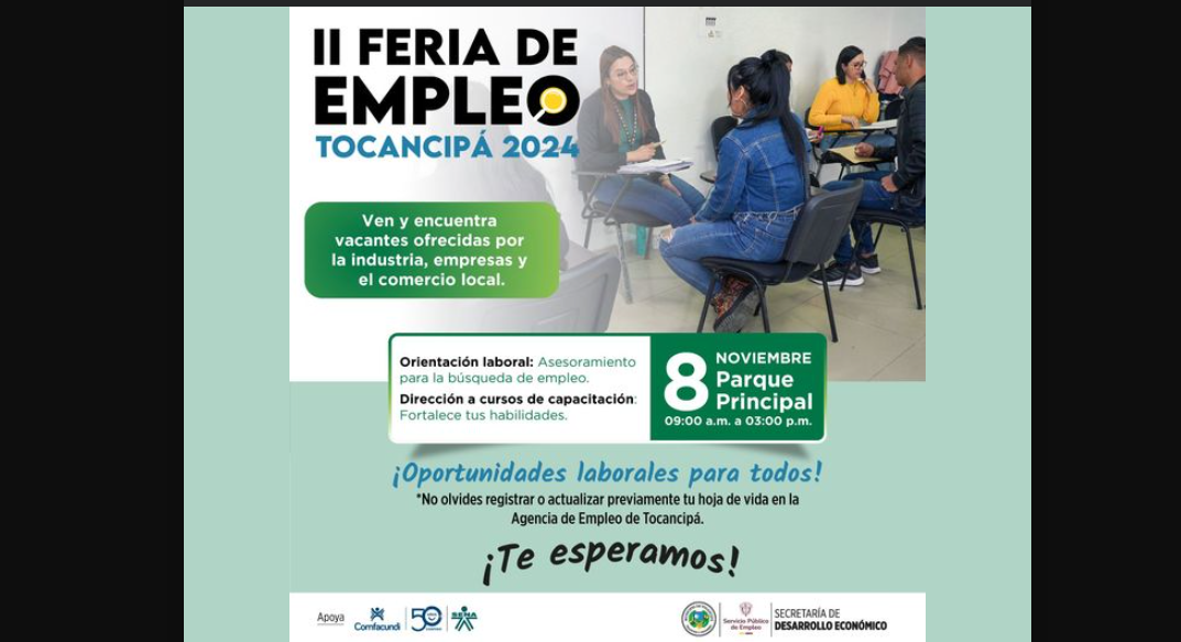 Tocancipá se prepara para la II Feria de Empleo 2024 con oportunidades laborales y capacitación