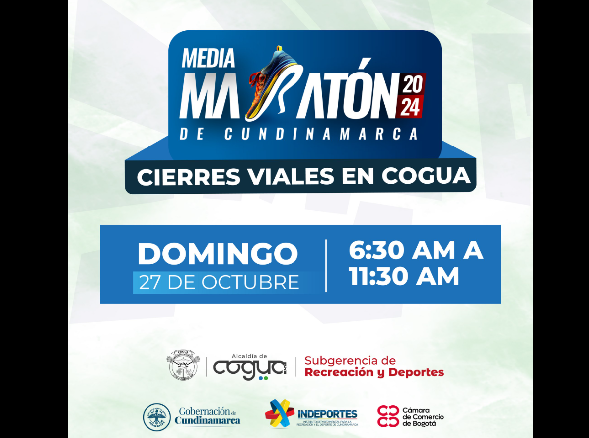 Cierres Viales por la Media Maratón de Cundinamarca el 27 de Octubre