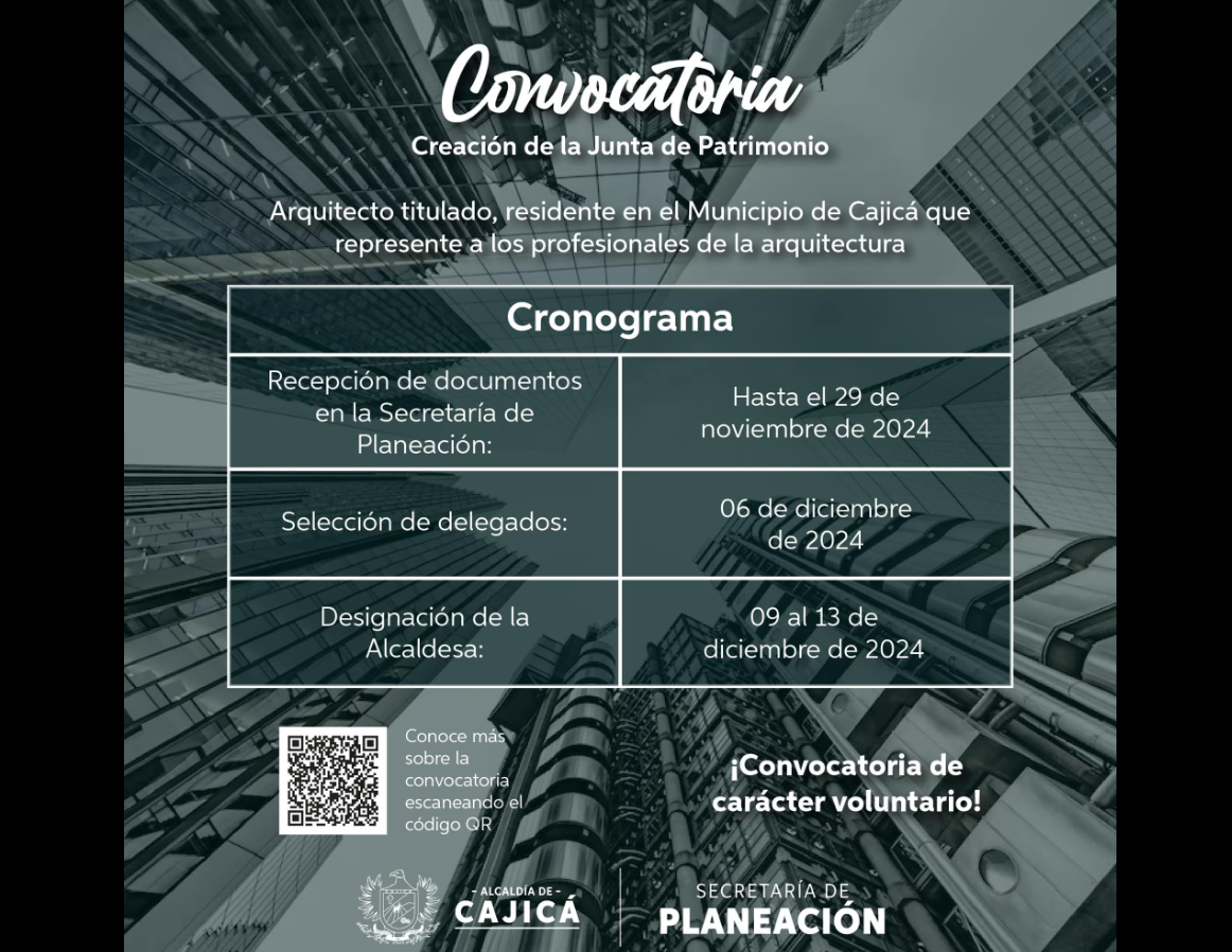 Convocatoria para arquitecto que desee integrar la Junta de Patrimonio en Cajicá