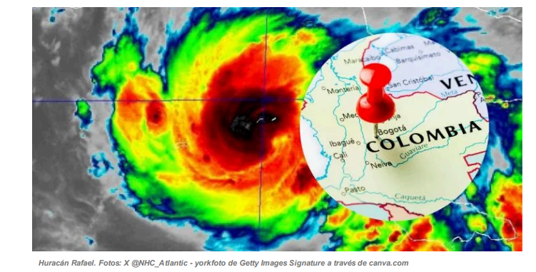 Huracán Rafael activa alertas en 10 departamentos de Colombia