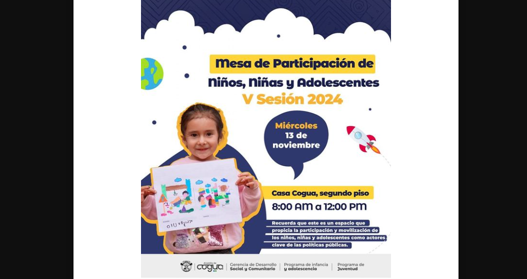 Convocan a la V Sesión de la Mesa de Participación de Niños, Niñas y Adolescentes