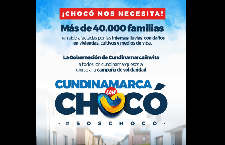 Gobernación de Cundinamarca lanza campaña solidaria para apoyar al Chocó