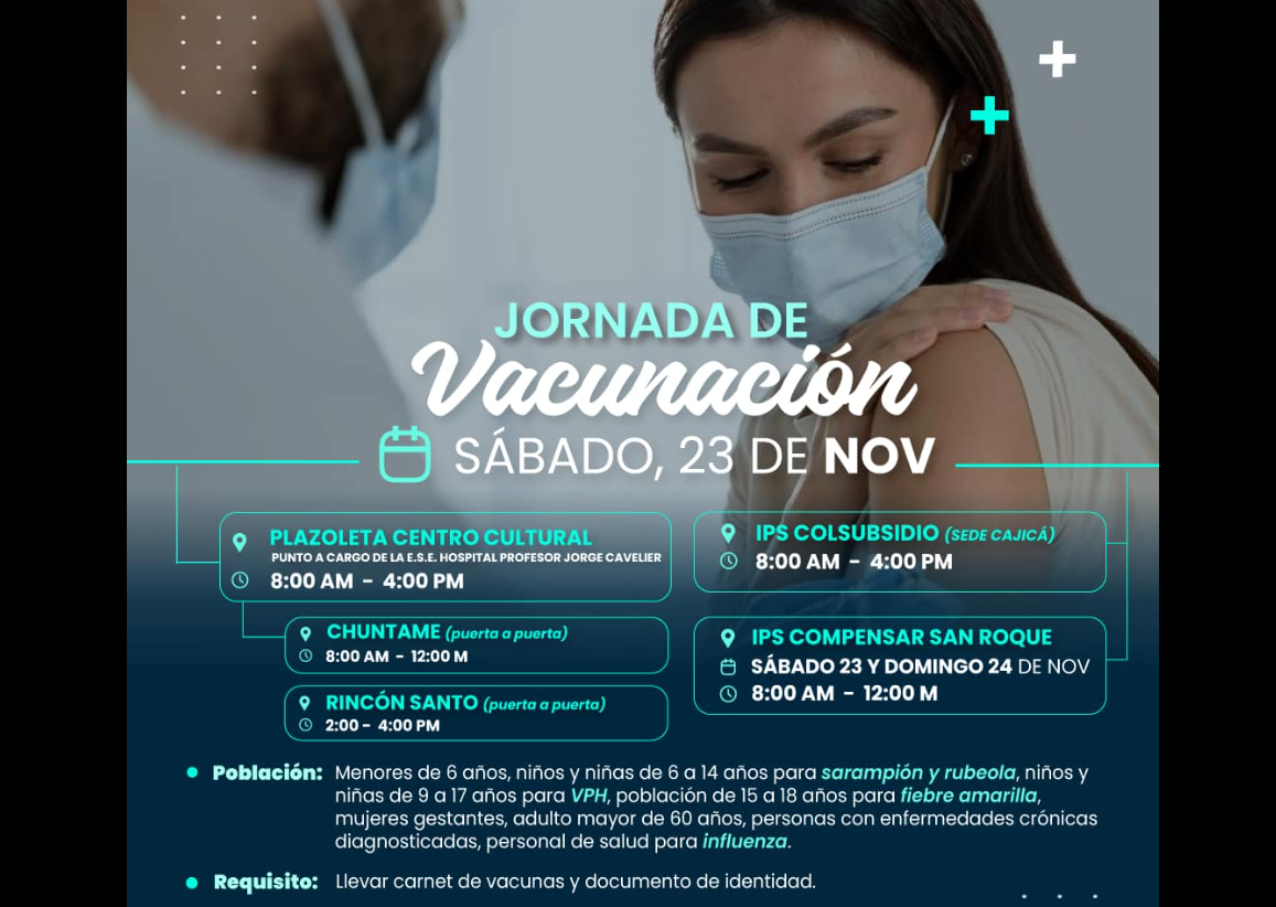 Cajicá se prepara para la gran jornada de vacunación este sábado 23 de noviembre