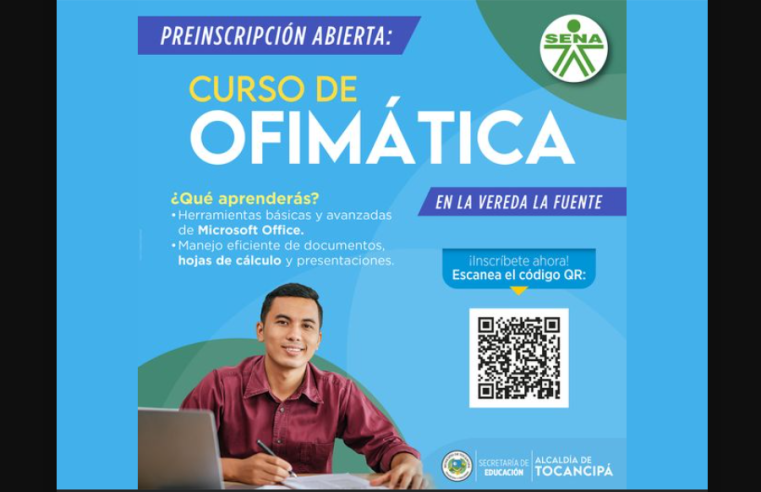 Tocancipá abre preinscripciones para curso de ofimática en La Fuente