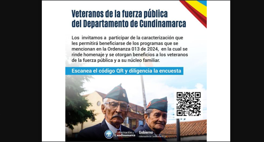 Cundinamarca invita a los veteranos de la Fuerza Pública a participar en jornada de caracterización