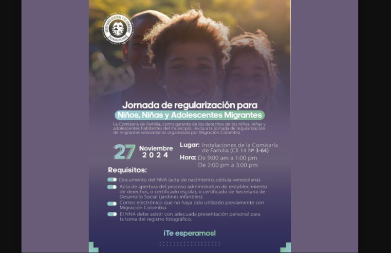 Invitan a jornada de regularización para niños, niñas y adolescentes migrantes