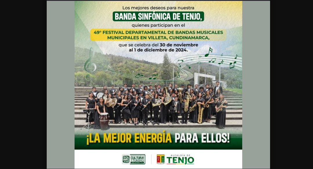 La Banda Sinfónica de Tenjo representará al municipio en el Festival Departamental de Bandas