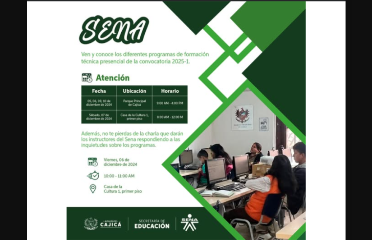Sena abre convocatoria para programas técnicos en Cajicá