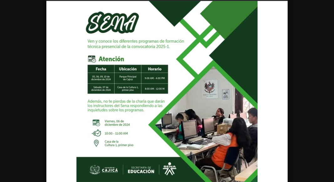 Sena abre convocatoria para programas técnicos en Cajicá