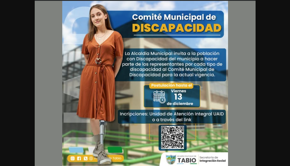 Tabio abre inscripciones para representantes en el Comité Municipal de Discapacidad