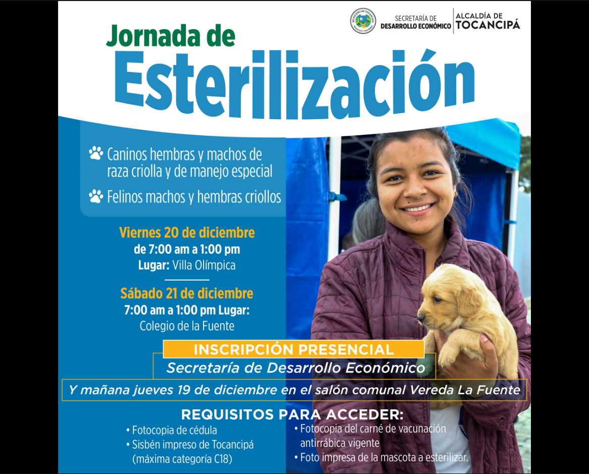 Abiertas Inscripciones para la Jornada de Esterilización Canina y Felina