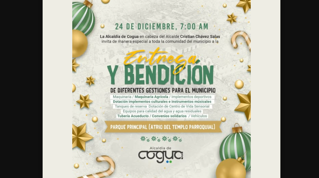 Invitación a la entrega y bendición de proyectos para el bienestar comunitario